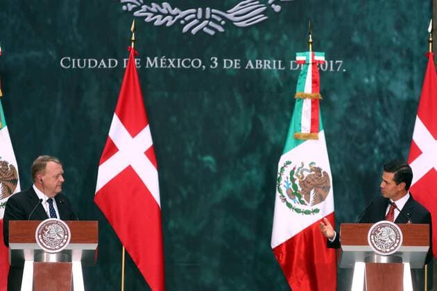 Nieto empfängt Rasmussen in Mexiko Stadt April 3, 2017 - Mexico - EUM20170403NAC25.JPG.CIUDAD DE MEXICO, President Presidente-EPN.- El presidente Enrique Pena Nieto, encabezo la ceremonia de bienvenida del primer ministro de Dinamarca, Lars Lokke Rasmussen, en el Patio de Honor del Palacio Nacional, 3 de abril de 2017. Foto: Agencia EL UNIVERSAL Lucia Godinez RCC. Mexico  - ZUMAu78_ 20170403_zaf_u78_061 Copyright: xLuciaxGodinezx