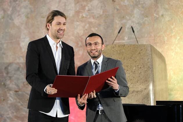 07.04.2017 ,Deutschland, Frankfurt am Main, Paulskirche Internationale Messe für Services und Technologien für Veranstaltungen Verleihung des Frankfurter Musikpreises an David Garrett mit Stadtrat Mike Josef