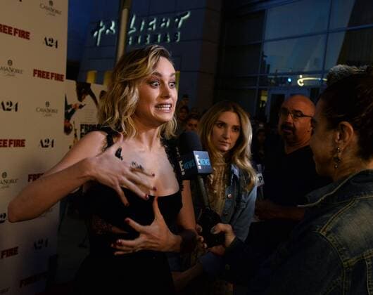 Cast member Brie Larson attends the premiere of the motion picture crime thriller Free Fire at the ArcLight Cinema Dome in the Hollywood section of Los Angeles on April 13, 2017. Storyline: Set in Boston in 1978, a meeting in a deserted warehouse between two gangs turns into a shootout and a game of survival.  LAP2017041330 JIMxRUYMEN
