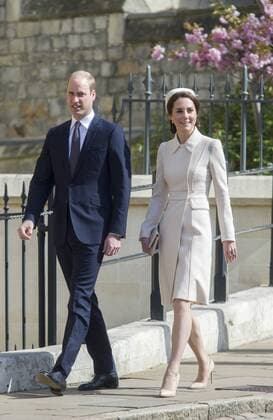 . 16 04 2017. London, United Kingdom. The Duke and Duchess of Cambridge arriving at the Easter Sunday church service at Windsor Castle, United Kingdom.  xi-Imagesx IIM-14899-0077