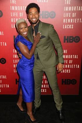 April 18, 2017 - New York, New York, U.S. - Actor JUSSIE SMOLLET and actress CYNTHIA ERIVO attend the New York Premiere of The Immortal Life of Henrietta Lacks held at the SVA Theater. New York U.S. - ZUMAk03_ 20170418_zaf_k03_181 Copyright: xNancyxKaszermanx