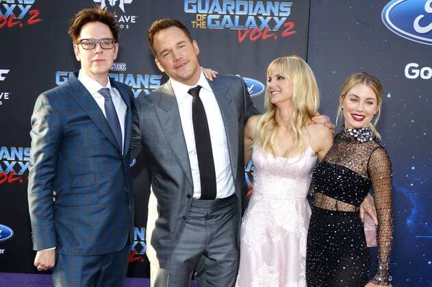 James Gunn, Chris Pratt, Anna Faris und Jennifer Holland bei der Guardians Of The Galaxy Vol. 2 Film Premiere am 19.04.2017 in Hollywood, Los Angeles Guardians Of The Galaxy Vol. 2 Filmpremiere in Hollywood, Los Angeles, 2017 