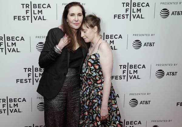 Laurie Simmons and Lena Dunham arrive on the red carpet at the My Art screening during the 2017 Tribeca Film Festival at Cinepolis Chelsea on April 22, 2017 in New York City.  NYP20170422131 JOHNxANGELILLO