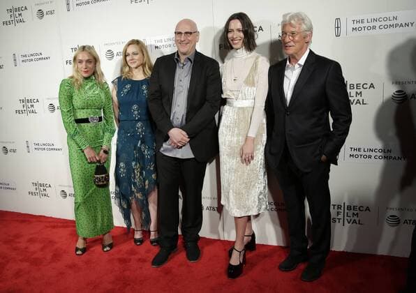 Chloe Sevigny, Laura Linney, Oren Moverman, Rebecca Hall and Richard Gere arrive on the red carpet at The Dinner Premiere at BMCC Tribeca PAC on April 24, 2017 in New York City.  NYP20170424150 JOHNxANGELILLO