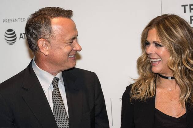 Actor Tom Hanks shares a laugh with his wife Rita Wilson as they arrive to attend the World Premiere of The Circle at the 2017 Tribeca Film Festival in New York on April 26, 2017. Photo by Enrique Shore Cordon Press  EnriquexShore Tom Hanks and wife Rita Wilson arrive to World Premiere of The C