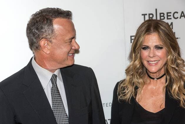 Actor Tom Hanks looks at his wife Rita Wilson as they arrive to attend the World Premiere of The Circle at the 2017 Tribeca Film Festival in New York on April 26, 2017. Photo by Enrique Shore Cordon Press  EnriquexShore Tom Hanks and wife Rita Wilson arrive to World Premiere of The C