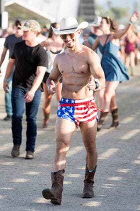 April 28, 2017 - Indio, California, U.S - A shirtless male parades through the grounds during Stagecoach Music Festival in Indio, California Indio U.S. - ZUMAs135 20170428_zap_s135_050 Copyright: xDanielxDeSloverx