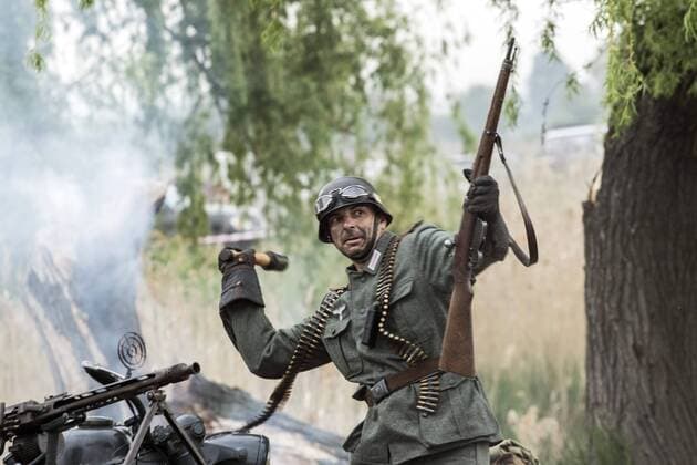 April 29, 2017 - Sofia, Bulgaria - Reenactment near Sofia, Bulgaria, on 29 April 2017 of the Battle of the Transdanubian Hills during the World War II, a defensive operation of the Bulgarian Army against German Wehrmacht forces who were trying to capture the north bank of the Drava river. Sofia Bulgaria  - ZUMAn230 20170429_zaa_n230_757 Copyright: xHristoxVladevx