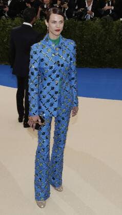 Aymeline Valade arrives on the red carpet at the Costume Institute Benefit at The Metropolitan Museum of Art celebrating the opening of Rei Kawakubo Comme des Garcons: Art of the In-Between in New York City on May 1, 2017.  NYP20170501117 JOHNxANGELILLO
