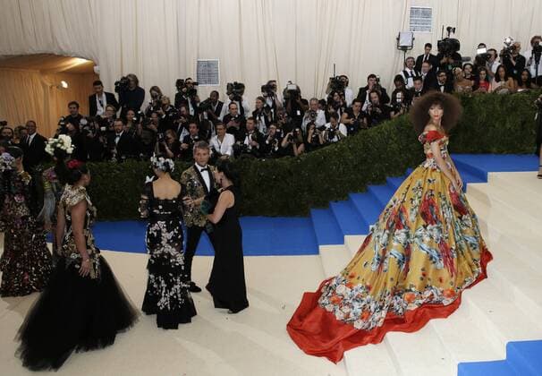 Zendaya arrives on the red carpet at the Costume Institute Benefit at The Metropolitan Museum of Art celebrating the opening of Rei Kawakubo Comme des Garcons: Art of the In-Between in New York City on May 1, 2017.  NYP20170501551 JOHNxANGELILLO