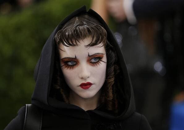 Grace Hartzel arrives on the red carpet at the Costume Institute Benefit at The Metropolitan Museum of Art celebrating the opening of Rei Kawakubo Comme des Garcons: Art of the In-Between in New York City on May 1, 2017.  NYP201705001200 JOHNxANGELILLO