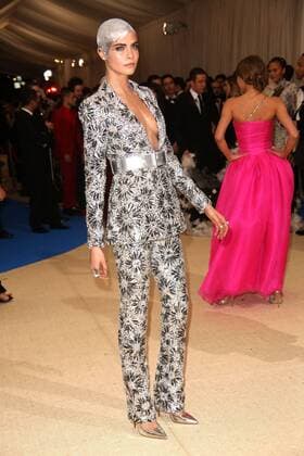 May 1, 2017 - New York, New York, U.S. - CARA DELEVINGNE attends the Metropolitan Museum Costume Institute Benefit celebrating the exhibition of Rei Kawakubo Comme des Garcons-Art of the In Between.Met Museum,NYC.May 1, 2017.Photos by , Photos Inc. New York U.S. - ZUMAms4_ 20170501_zaf_ms4_092 Copyright: xSoniaxMoskowitzx