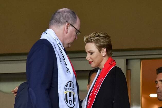 Albert II de Monaco et sa femme Charlene Wittstock CELEBRITES : AS Monaco vs Juventus de Turin - Ligue des champions - 1 2 finale - 03 05 2017 NorbertScanella Panoramic 