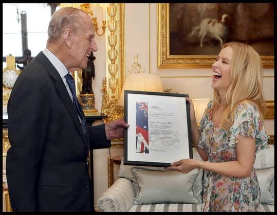 Prince Philip is to completely retire from royal duties aged 95 after supporting his wife in public for 70 years. . 04 04 2017. London, United Kingdom. Kylie Minogue at Windsor Castle. The Duke of Edinburgh, Patron of the Britain-Australia Society, presents Kylie Minogue with the Britain-Australia Society Award for 2016 during a private audience in the White Drawing Room at Windsor Castle, in Berkshire. The Britain-Australia Award recognises Australian and British individuals who have made a significant contribution to the Australia-UK bilateral relationship. Past recipients include Barry Humphries, and The Rt Hon Lord Hague PC.  xi-Imagesx xPoolx IIM-15035-0047