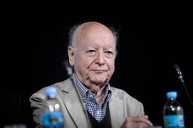 May 3, 2017 - Buenos Aires, Argentina - ChileÃ‚Â s writer Jorge Edwards during a press conference at the Buenos Aires International Book Fair in Buenos Aires, Argentina on Wednesday, May 3, 2017. Buenos Aires Argentina  - ZUMAn230 20170503_zaa_n230_549 Copyright: xGabrielxSotelox