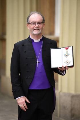. 05 05 2017. London, United Kingdom. The Right Reverend James Jones with his award after being made a Knight Commander at an Investiture at Buckingham Palace in London.  xCPNAx xi-Imagesx IIM-15042-0028