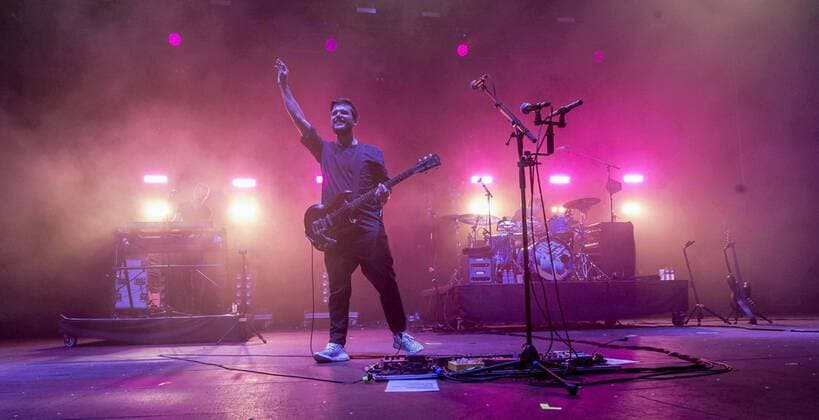 Singer and guitarist of the British music band White Lies Harry McVeigh during a concert of the WAM (We Are Murcia) Music Festival at La Fica fairgrounds in Murcia, Spain, 05 May 2017. FIRST DAY OF THE WAM MUSIC FESTIVAL IN MURCIA !ACHTUNG: NUR REDAKTIONELLE NUTZUNG!  Copyright: xMarcialxGuillénx MUR001 20170506-636296289703225003