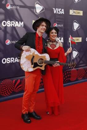 May 7, 2017 - Kiev, Ukraine - Naviband from Belarus pose during the Red Carpet ceremony of the Eurovision song Contest, in Kiev, 7 May, 2017. The Eurovision Song Contest (ESC) 2017 will contest consist of two semi-finals that will be held on 9 and 11 May and a grand final that will take place on 13 May at the International Exhibition Centre in Kiev. Kiev Ukraine  - ZUMAn230 20170507_zaa_n230_314 Copyright: xStrx