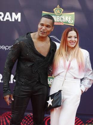 May 7, 2017 - Kiev, Ukraine - Valentina Monetta and Jimmie Wilson from San Marino pose during the Red Carpet ceremony of the Eurovision song Contest, in Kiev, 7 May, 2017. The Eurovision Song Contest (ESC) 2017 will contest consist of two semi-finals that will be held on 9 and 11 May and a grand final that will take place on 13 May at the International Exhibition Centre in Kiev. Kiev Ukraine  - ZUMAn230 20170507_zaa_n230_317 Copyright: xStrx