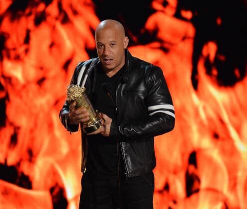 Actor Vin Diesel accepts the MTV Generation Award for The Fast and the Furious franchise to onstage during the MTV Movie & TV Awards at the Shrine Auditorium in Los Angeles on May 7, 2017. It will be the 26th edition of the awards, and will for the first time present honors for work in television as well as cinema.  LAP201705072049 JIMxRUYMEN