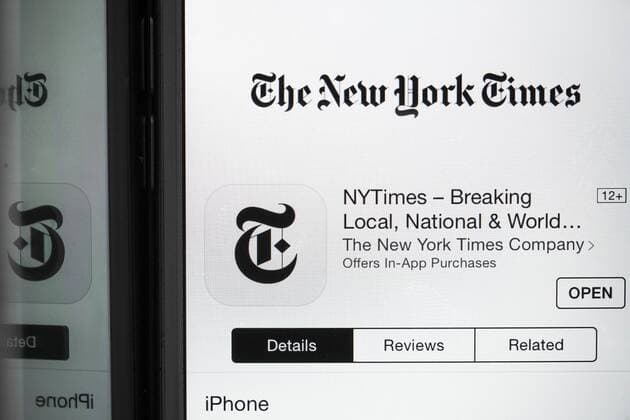 Hong Kong: The New York Times English digital logo A logo of The New York Times shows on the mobile phone on May 8, 2017. The New York Times is an American daily newspaper first published on September 18, 1851. They also expand their business in online and mobile market.  ChanxLongxHei