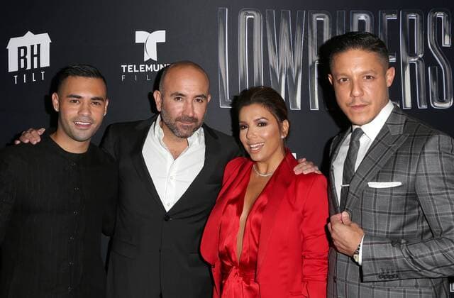 May 9, 2017 - Los Angeles, CA, United States - 09 May 2017 - Los Angeles, California - Gabriel Chavarria, Ricardo de Montreuil, Eva Longoria, Theo Rossi. Premiere Of BH Tilt s Lowriders Held at Regal LA LIVE Stadium. Photo Credit: Faye Sadou AdMedia Los Angeles United States - ZUMAa123 20170509_zaa_a123_124 Copyright: xFayexSadou Admediax