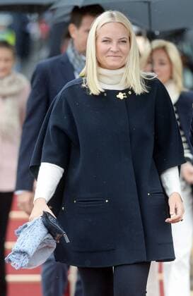 Norwegian Crown Princess Mette- Marit attends a luncheon to celebrate King Harald V and Queen Sonja s 80th birthdays at the Royal Yacht Norway in Oslo on May 5, 2017.  LON20170510114 RUNExHELLESTAD