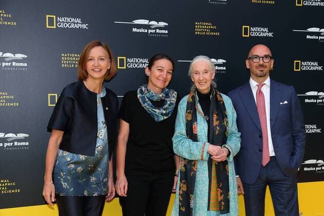Italy: Preview of Genius: Einstein in Rome Jane Goodall, Kathryn Fink, Chloe Cipolletta and Alessandro Militi.  MatteoxNardone