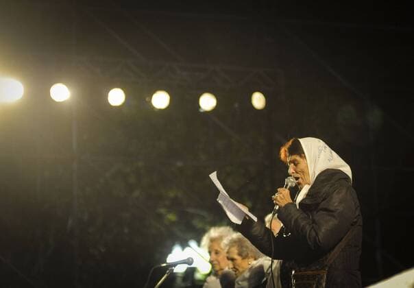 May 10, 2017 - Buenos Aires, Argentina - Tati Almeida, of the Grandmothers of Plaza de Mayo human rights groups shout slogans against a court ruling that benefited a man serving time for crimes against humanity, during a demonstration in Buenos Aires, Argentina, Wednesday, May 10, 2017. In response to the popular outcry, earlier in the day Wednesday, the Argentina s Congress approved a bill banning the reduction of jail sentences for people serving time for crimes against humanity. Buenos Aires Argentina  - ZUMAn230 20170510_zaa_n230_357 Copyright: xGabrielxSotelox