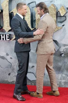 Charlie Hunnam and David Beckham attend the European premiere of King Arthur: Legend Of The Sword at Cineworld Empire in London. MAY 10th 2017  MESx17950