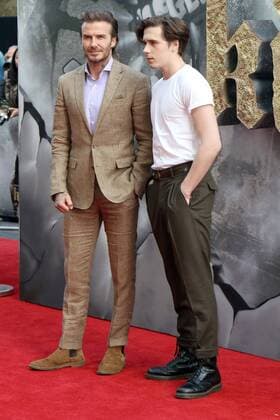 David Beckham and his son Brooklyn attend the European premiere of King Arthur: Legend Of The Sword at Cineworld Empire in London. MAY 10th 2017  MESx17950