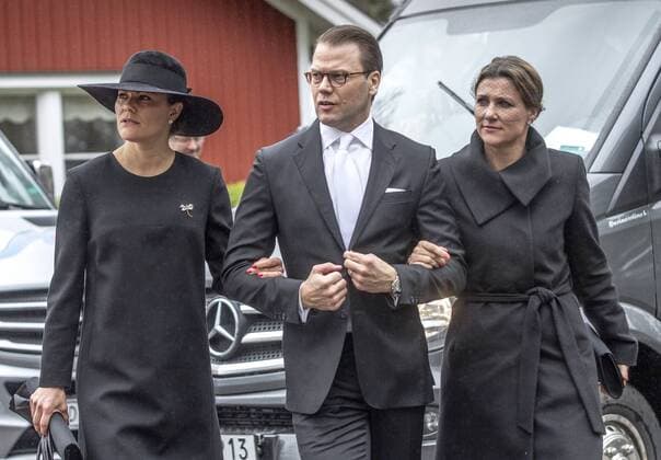Funeral of Niclas Silfverschiöld 2017-05-11 Martha Louise de Norvege;Victoria de Suede;Daniel Westling Sollebrunn Sweden  516249
