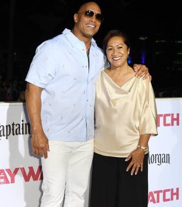 Cast member Dwayne Johnson and his mother Ata attend the US premiere of the motion picture Baywatch in Lummus Park, Miami Beach, Florida, May 13, 2017. The movie is a remake of the TV series that ran from 1989-2001.  MIA20170513171 GARYxIxROTHSTEIN
