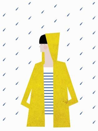 Mädchen trägt einen gelben Regenmantel mit Kapuze im Regen  Copyright: xVeronicaxGrechx 12520020