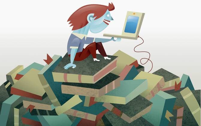 Junge mit Laptop sitzt auf Bücherstapel  Copyright: xPabloxBlasbergx 30700051