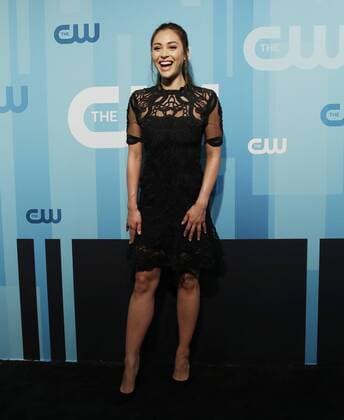 Lindsey Morgan arrives on the red carpet at the 2017 CW Upfront at the London Hotel on May 18, 2017 in New York City.  NYP20170518114 JOHNxANGELILLO