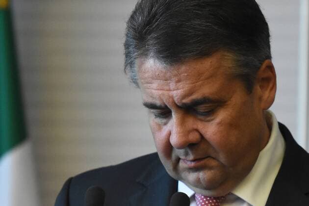 May 19, 2017 - Mexico City, Mexico - Sigmar Gabriel , Minister for Foreign Affairs of Germany is seen during his speech during a press conference at Ministry of Foreign Affairs of Mexico on May 19, 2017 Mexico City Mexico  - ZUMAn230 20170519_zaa_n230_366 Copyright: xCarlosxTischlerx