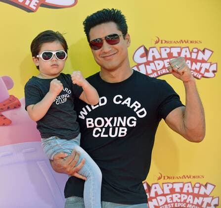 Mario Lopez and his son Dominic arrive at the premiere of Captain Underpants: The First Epic Movie at the Regency Village Theater in Los Angeles, California on May 21, 2017.  LAP2017052103 CHRISTINExCHEW