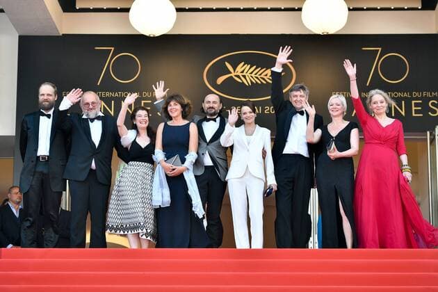 (170525) -- CANNES, May 25, 2017 -- Director Sergei Loznita (3rd R) and cast members of the film A Gentle Creature pose for photos on the red carpet for the screening of the film A Gentle Creature in competition at the 70th Cannes Film Festival in Cannes, France on May 25, 2017. )(zf) FRANCE-CANNES-70TH CANNES FILM FESTIVAL-IN COMPETITION-A GENTLE CREATURE-RED CARPET ChenxYichen 
