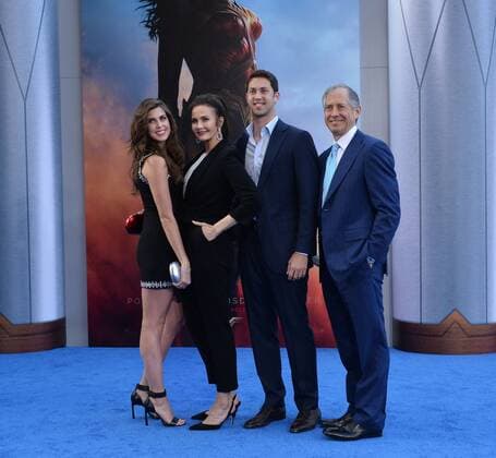 Actress Linda Carter (2nd-L) and her family attend the premiere of her new motion picture sci-fi fantasy Wonder Woman at the Pantages Theatre in the Hollywood section of Los Angeles on May 25, 2017. Storyline: Before she was Wonder Woman she was Diana, princess of the Amazons, trained warrior. When a pilot crashes and tells of conflict in the outside world, she leaves home to fight a war to end all wars, discovering her full powers and true destiny.  LAP2017052534 JIMxRUYMEN