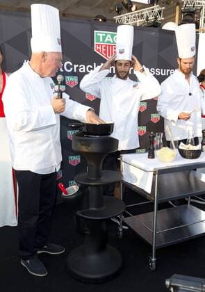 Monaco, Monte Carlo - May 27, 2017: FIA Formula One World Championship, Tag Heuer Party with Red Bull Racing Driver Daniel Ricciardo and Tag Heuer CEO Jean Claude Biver Monaco F1 Grand Prix 2017, Tag Heuer Party