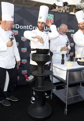 Monaco, Monte Carlo - May 27, 2017: FIA Formula One World Championship, Tag Heuer Party with Red Bull Racing Driver Daniel Ricciardo and Tag Heuer CEO Jean Claude Biver Monaco F1 Grand Prix 2017, Tag Heuer Party