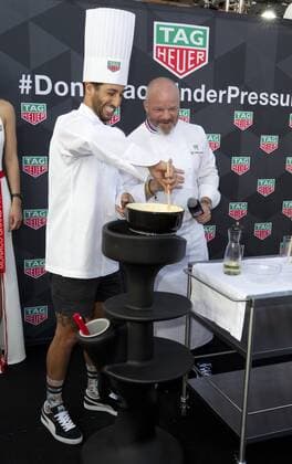 Monaco, Monte Carlo - May 27, 2017: FIA Formula One World Championship, Tag Heuer Party with Red Bull Racing Driver Daniel Ricciardo and Tag Heuer CEO Jean Claude Biver Monaco F1 Grand Prix 2017, Tag Heuer Party
