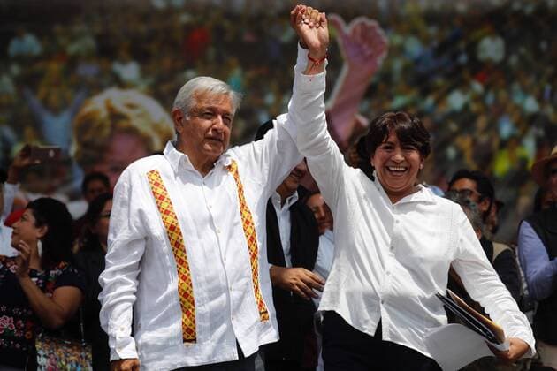 Präsidentschaftswahlen 2018 in Mexiko: Wahlkampf der Morena-Partei May 28, 2017 - Mexico - EUM20170528POL23.JPG.NEZAHUALCOYOTL, Mex.- Election Elecciones-Edomex.- El lider de Morena, Andres Manuel Lopez Obrador, acompano este domingo a la abanderada al gobierno del Estado de Mexico, Delfina Gomez, en un acto de campana en este municipio mexiquense, 28 de mayo de 2017. Foto: Agencia EL UNIVERSAL RCC. Mexico  - ZUMAu78_ 20170528_zaf_u78_052 Copyright: xIrvinxOlivaresx