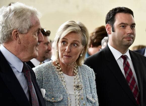 Princess Astrid of Belgium and German community Minister of education s Harald Mollers pictured during a ceremony for the Queen Paola Award 2015-2016 (Koningin Paolaprijs - Prix Reine Paola) for education, at the royal castle in Laken Laeken, Brussels, Wednesday 31 May 2017. This year s themes are sciences, mathematics and technology.  ERICxLALMAND 05106857