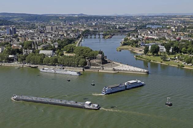 Tongue of Land at Deutsches Eck (German Corner), Koblenz, Rhineland-Palatinate, Germany, Europe Copyright: Hans-PeterxMerten 396-5110