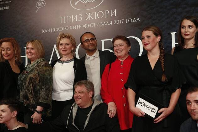 MOSCOW, RUSSIA - MAY 31, 2017: Director Andrey Zvyagintsev (C back) at the premiere of his latest film Nelyubov Loveless . Zvyagintsev has won the Jury Prize for the film at the 70th Cannes Film Festival. Alexander Shcherbak TASS  TS050FB7