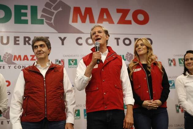 June 4, 2017 - Mexico - EUM20170604NAC61.JPG.TOLUCA, Mex., Election Elecciones-Edomex.- El candidato del PRI al gobierno del Estado de Mexico, Alfredo del Mazo Maza, en conferencia de prensa se adjudico el triunfo en las elecciones de este 4 de junio en el estado mexiquense. Foto: Agencia EL UNIVERSAL Luis Cortes RCC. Mexico  - ZUMAu78_ 20170604_zaf_u78_104 Copyright: xLuisxCortesx