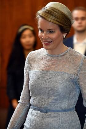 Queen Mathilde of Belgium pictured during the award ceremony for the laureates of the Queen Elisabeth Cello Competition 2017 at the Queen Elisabeth Music Chapel (Chapelle Musicale Reine Elisabeth - Muziekkapel Koningin Elisabeth), in Waterloo, Tuesday 06 June 2017.  ERICxLALMAND 05109091