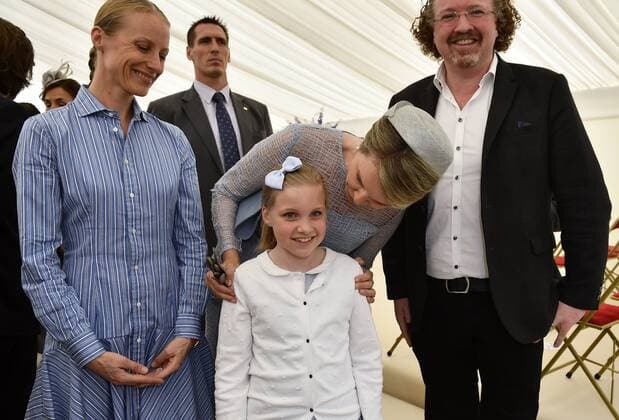 Queen Mathilde of Belgium and Music director of the Brussels Philharmonic s Stephane Deneve pictured during the award ceremony for the laureates of the Queen Elisabeth Cello Competition 2017 at the Queen Elisabeth Music Chapel (Chapelle Musicale Reine Elisabeth - Muziekkapel Koningin Elisabeth), in Waterloo, Tuesday 06 June 2017.  ERICxLALMAND 05109114